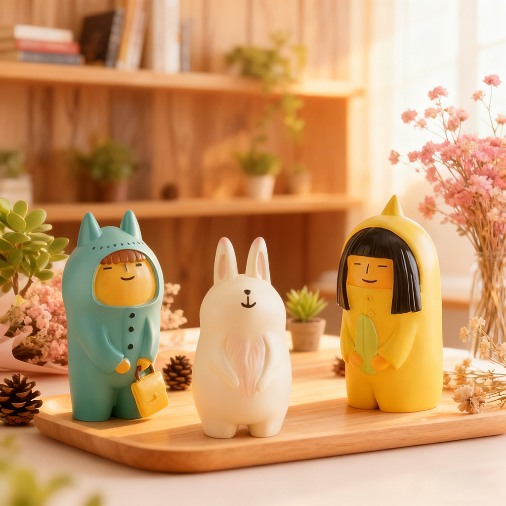 可爱卡通动物3D模型摆件收纳