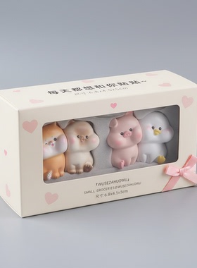 可爱卡通动物树脂桌面摆件礼盒