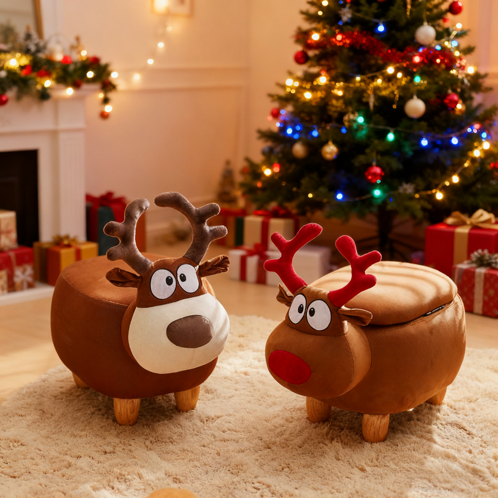 圣诞麋鹿造型收纳凳换鞋凳