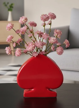 现代简约红色抽象陶瓷花瓶摆件
