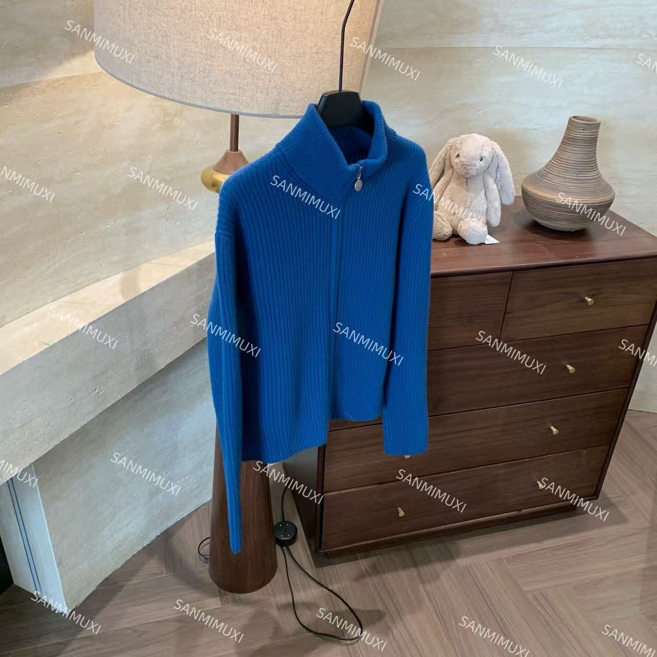 SANMI/叁米   重磅400g全羊毛双拉链针织开衫  66102