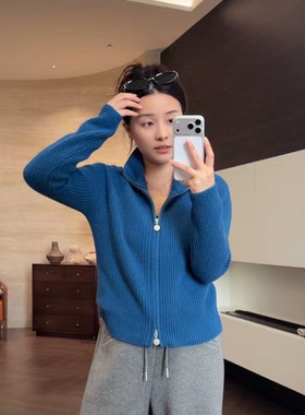 SANMI/叁米   重磅400g全羊毛双拉链针织开衫  66102