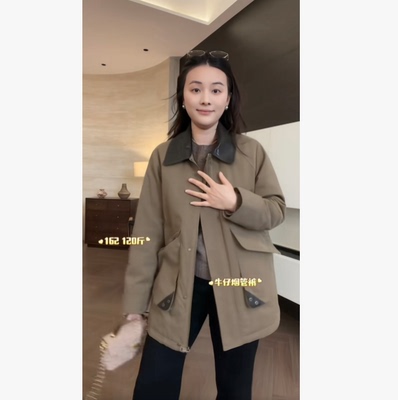 SANMI/叁米  90白鸭绒拼接皮领一手长风衣羽绒外套 H7212