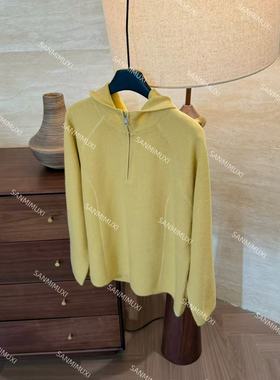 SANMI/叁米   厚版半拉链针织帽衫  55217