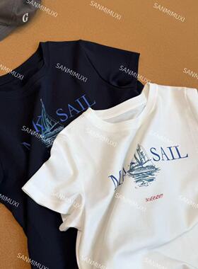 SANMI/叁米  帆船短袖正肩T恤  J2690