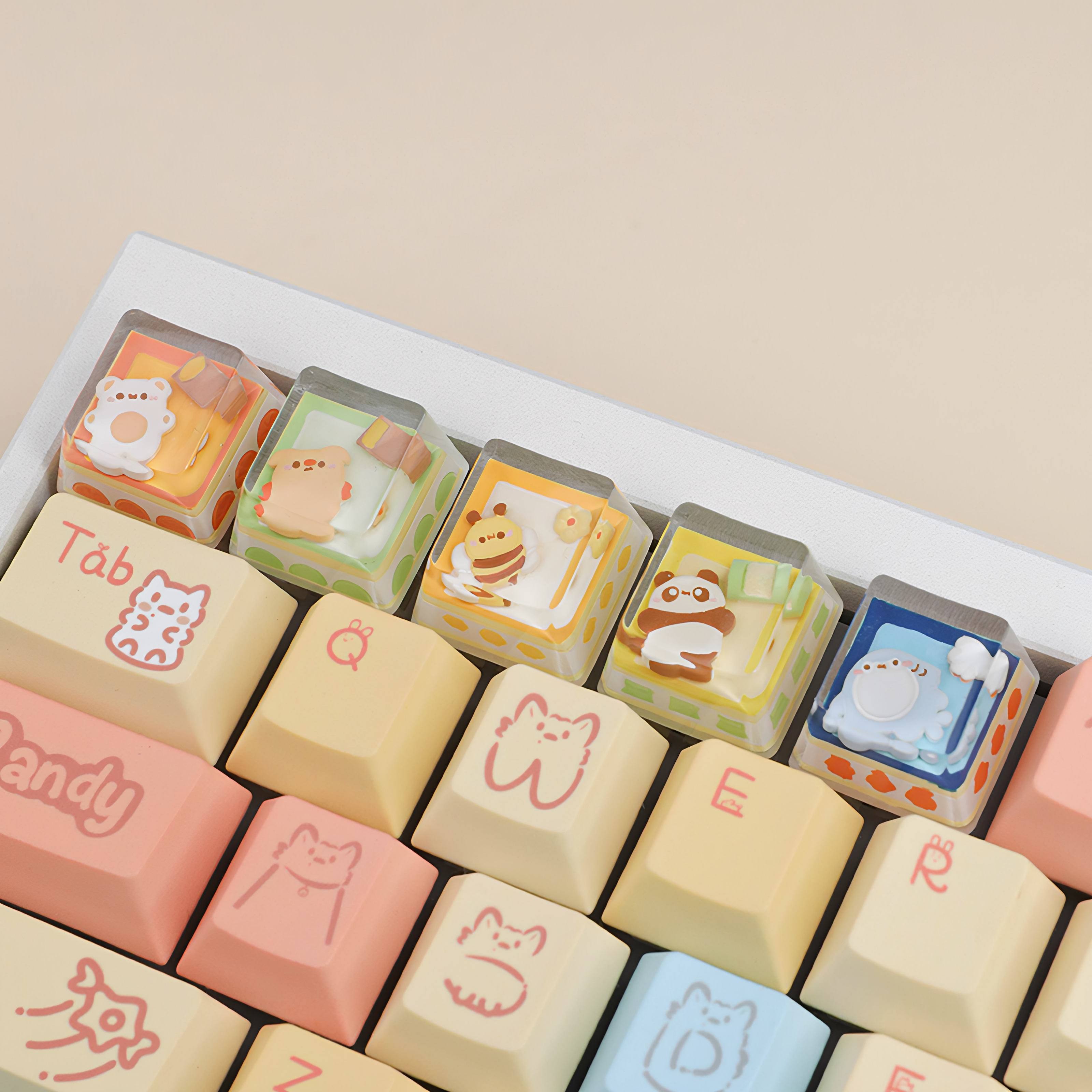 敲敲莓野营小饼干个性键帽可爱原创单个滴胶客制化机械键盘帽ESC