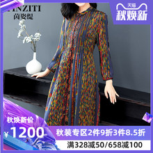 重磅桑蚕丝裙子娃娃领长裙 长袖 双层真丝香云纱连衣裙2019秋季 新款