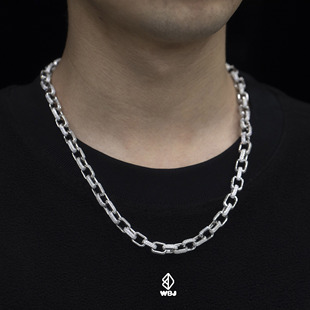 WBJ定制珠宝8mm满镶嵌方形Hermeslink纯银s925项链 hiphop