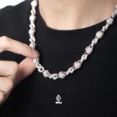 街头风项链 银镀金S925纯银镀金银饰 wbj定制珠宝 10mm无限圆珠链