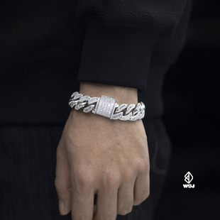 T方古巴手链 时尚 s925 潮人手链 银镀金饰品 wbj定制珠宝15mm