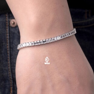 WBJ定制珠宝 5mm艾姆罗网球手链 S925银镀18K金手链银饰嘻哈风男