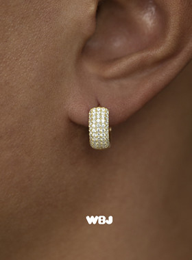 WBJ定制珠宝birdman耳环满镶嵌耳环S925银镀金银饰 饰品