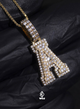 WBJ定制珠宝10K金莫桑钻D色VVS数字1-9字母A-Z 可选 情侣吊坠礼物
