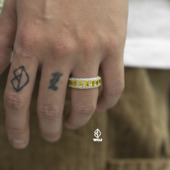 WBJ定制珠宝黄T方戒指满镶嵌S925银镀金饰品银首饰hiphop ring