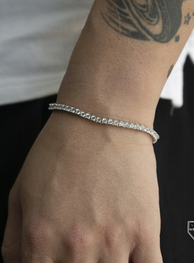 WBJ定制珠宝 3mm网球手链 925银手链 Tennis bracelet hiphop