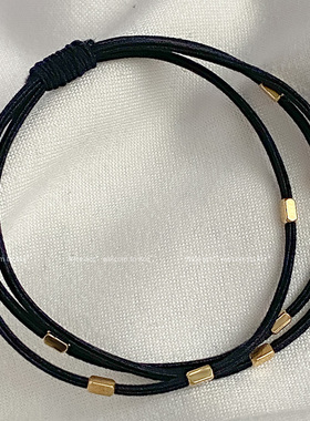 10条 简约欧美范金属方块发绳黑色基础百搭皮筋ins网红chao仙头绳