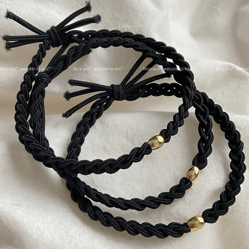 头绳编制皮套简约金珠发饰耐用