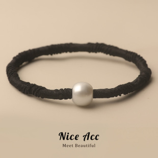 5条装 高质感珍珠小肠圈黑色扎发马尾耐用头绳皮套 简约百搭好用