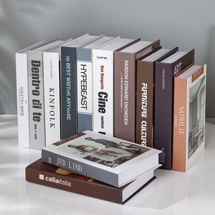 简约现代假书摆件装饰品轻奢书盒子拍照样板间书柜道具复古仿真书