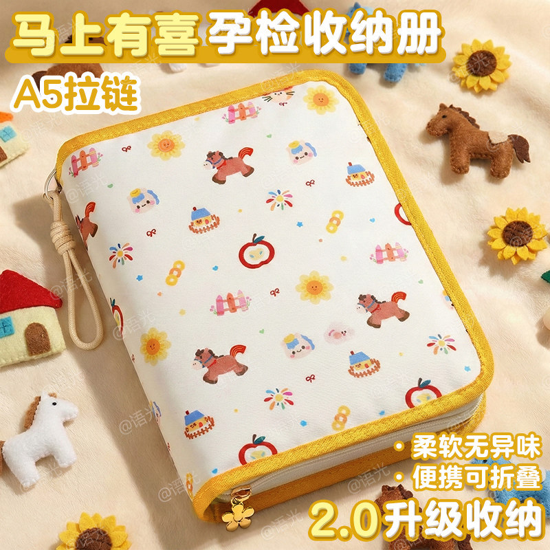产检收纳册孕检收纳袋孕妇初期必备用品医院报告单孕期档案册带拉链产