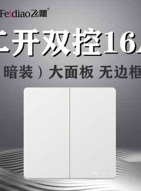 飞雕86大板Y白色二开双控家用两开双开2开双联大功率面板开关16A