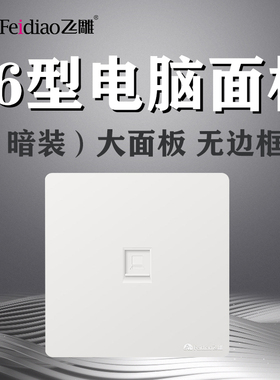 飞雕86型暗装大板Y白色电脑插座网线面板单口家用宽带网口网络