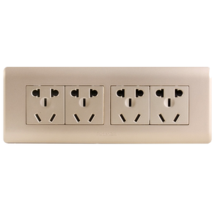 飞雕118型一二位香槟金开关插座开关组合暗装家用墙壁面板长方形