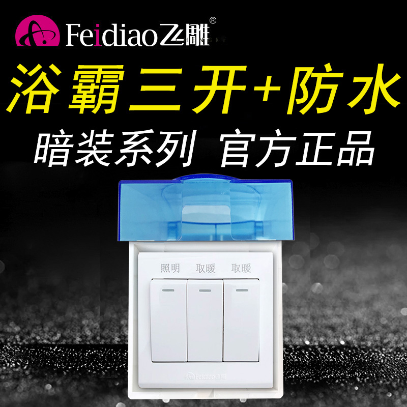 飞雕浴霸防水盒原装三控面板开关