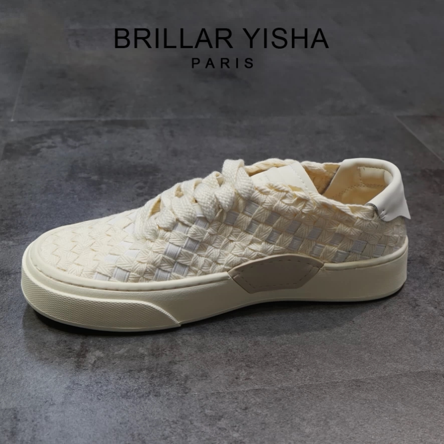 BRILLAR YISHA编织透气休闲板鞋男士夏季新款厚底潮流百搭帆布鞋
