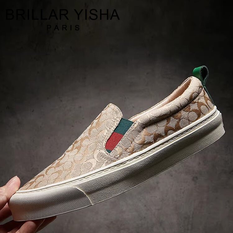 BRILLAR YISHA欧洲站真皮男鞋夏季新款透气潮牌低帮一脚蹬乐福鞋