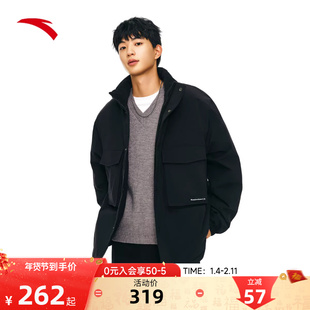 安踏工装外套保暖棉服男冬季新款多口袋立领棉风衣休闲夹克上衣