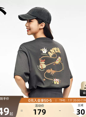 安踏美式潮流短袖t恤男女2026夏季图案印花宽松透气针织上衣