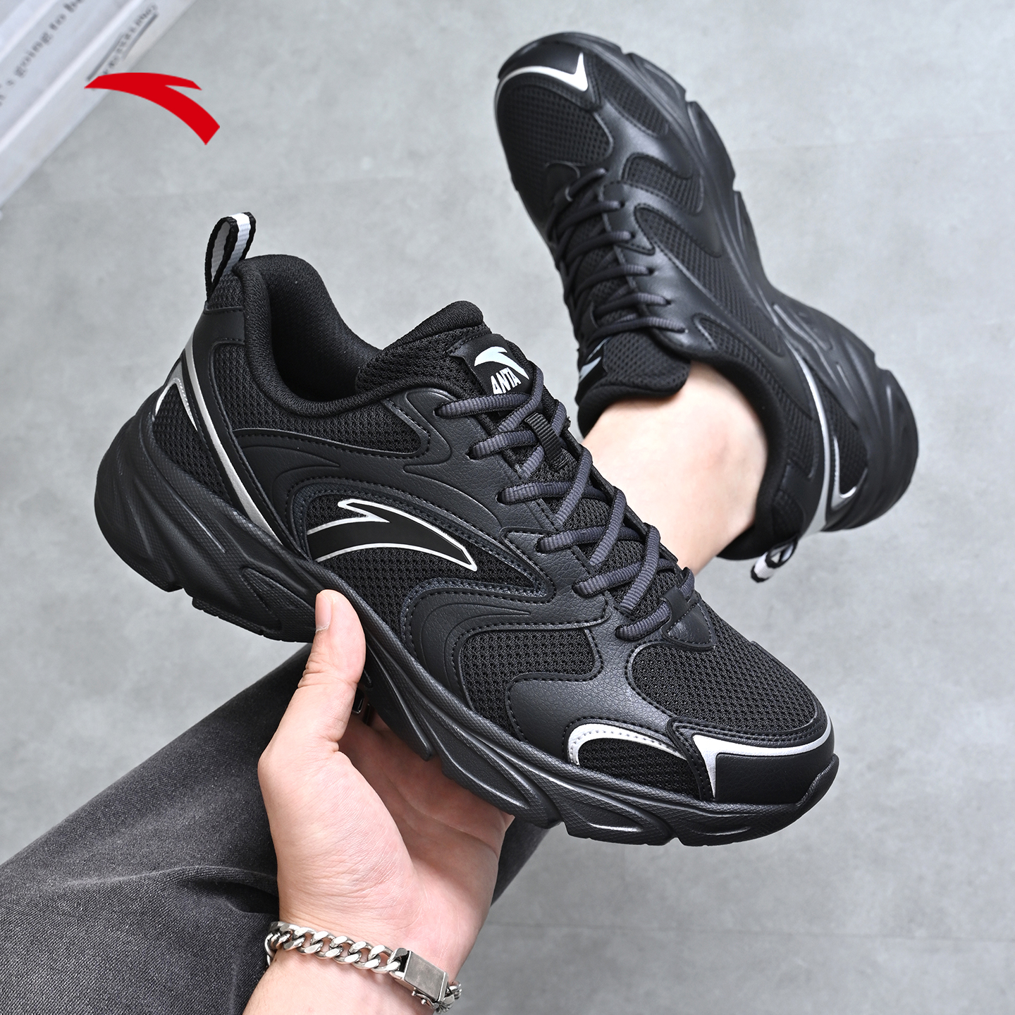 安踏OG800休闲鞋男鞋黑色运动鞋