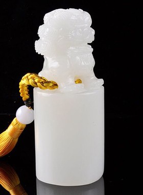 白玉石狮子印玺印章玉玺摆件包邮