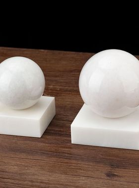 白玉石客厅转运球玉摆件玄关摆饰