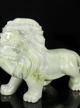 蓝田玉岫岩玉石狮子玉狮摆件摆设