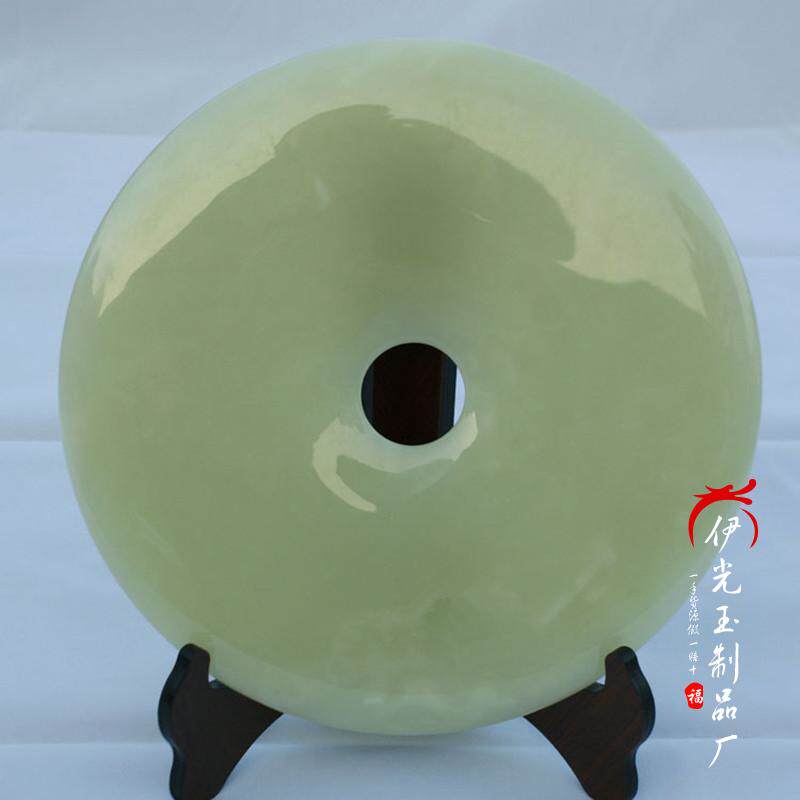 天然阿富汗青和氏璧摆饰玉璧冰玉平安扣摆件招财平安家居玄关摆设