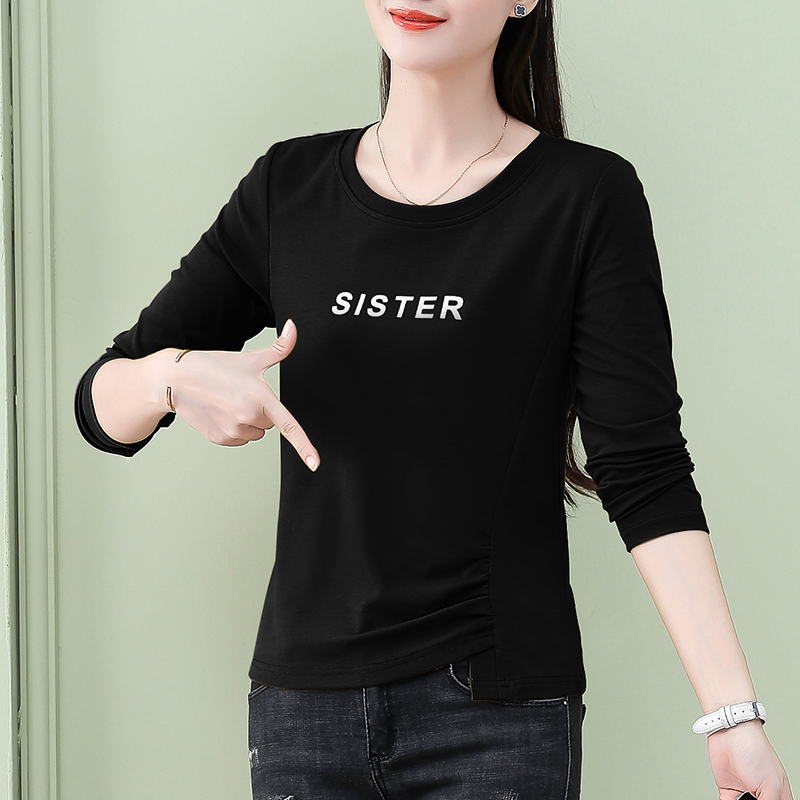 狄雪薇圆领T恤长袖显瘦上衣