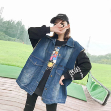 胖mmbf风工装 无袖 坎肩马夹胖妹妹外套 秋天牛仔马甲女宽松韩版 大码