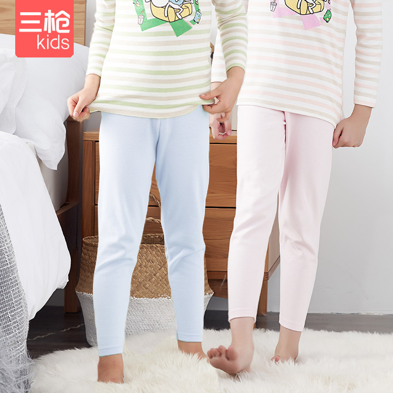 三枪春秋儿童打底裤小脚裤男孩单裤 女棉毛裤纯棉收脚A类秋裤常规