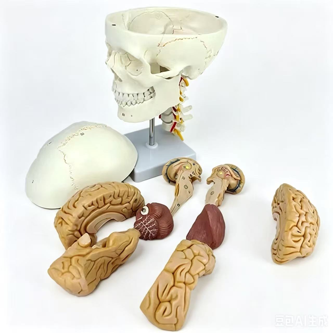 可拆卸头颅大脑解剖模型带颈椎颈动脉数字标识医用教学头骨标本