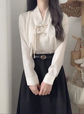 春季盐系轻熟新中式国风复古百搭设计感别致法式高级感白色衬衫女