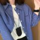 蓝格子棉质衬衫 宽松显瘦薄外套防晒 上衣小个子秋装 2024新款 女长袖