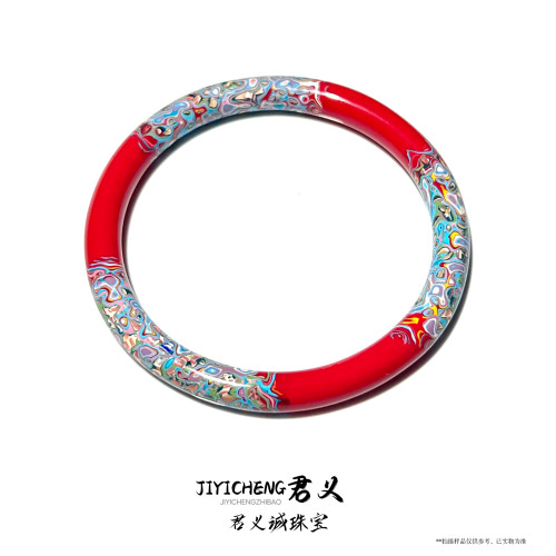 朱砂红金天然大漆珐琅工艺手镯女款中国风复古手饰收藏品小众
