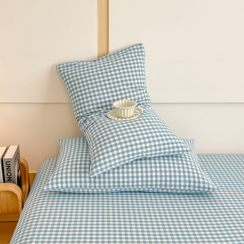 简约格子全棉枕套纯棉色织水洗棉枕头套成人单人枕用枕套48x74cm,床上用品,枕套,淘宝优惠券,粉丝福利购,淘宝优惠卷