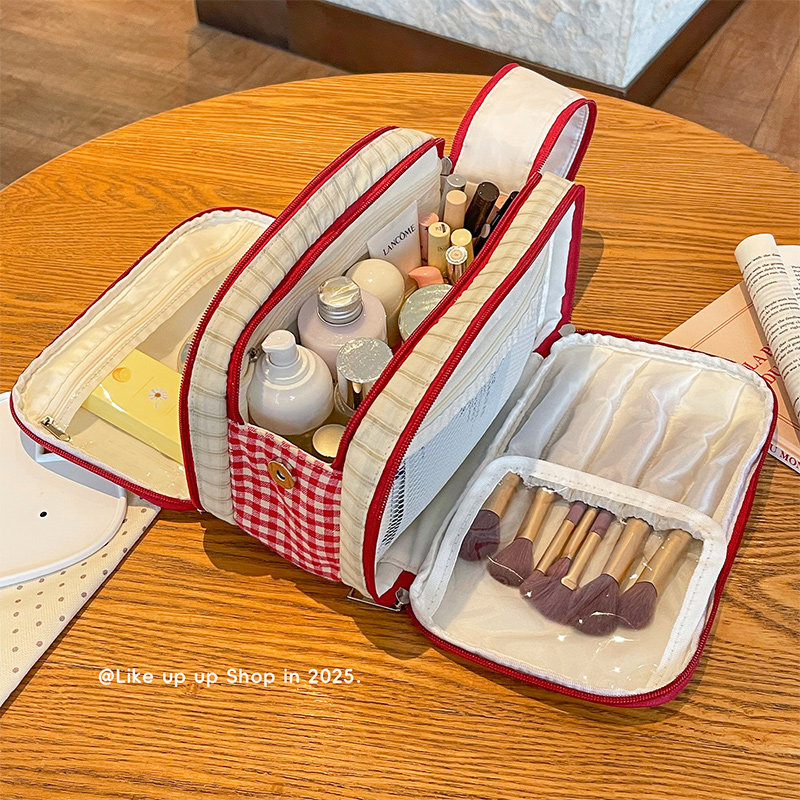 三室一厅化妆包女便携式大容量洗漱包袋化妆刷分区收纳包2025新款