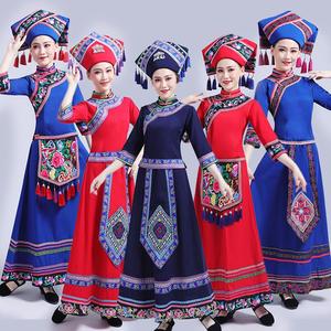 广西壮族服装女成人舞蹈演出服歌圩节表演服饰少数民族服装三月三