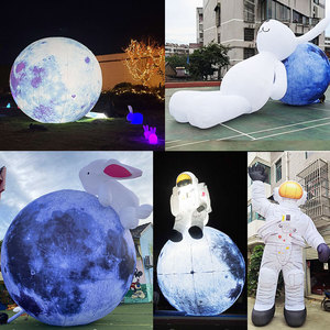 大型充气月球气模宇航员登月发光星球模型中秋节月兔玉兔商场美陈