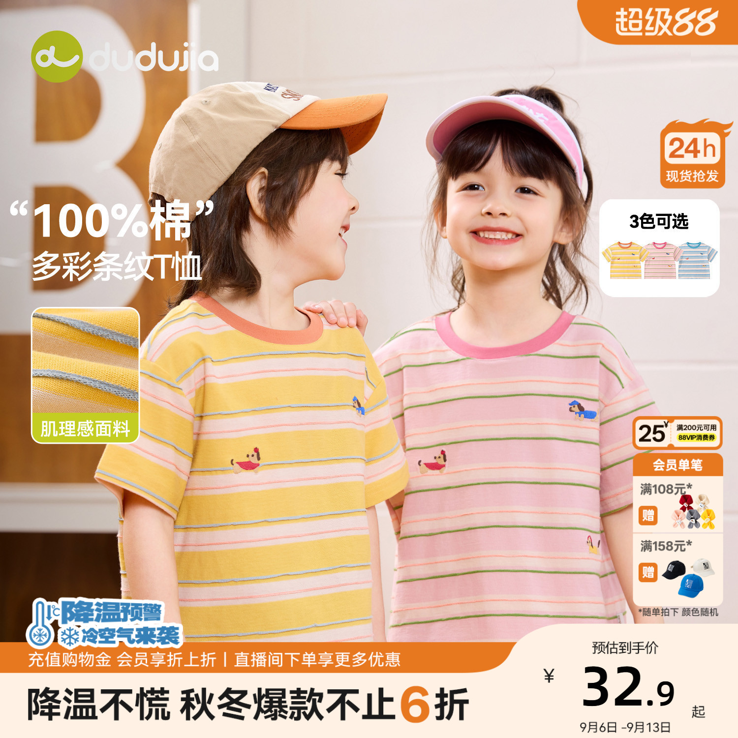 【100%棉】嘟嘟家男童T恤纯棉夏季儿童条纹短袖女童上衣宝宝童装图片