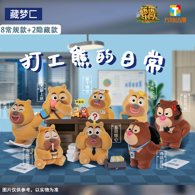 方特熊出没打工人日常盲盒熊大熊二植绒摆件生日礼物官方正版可爱